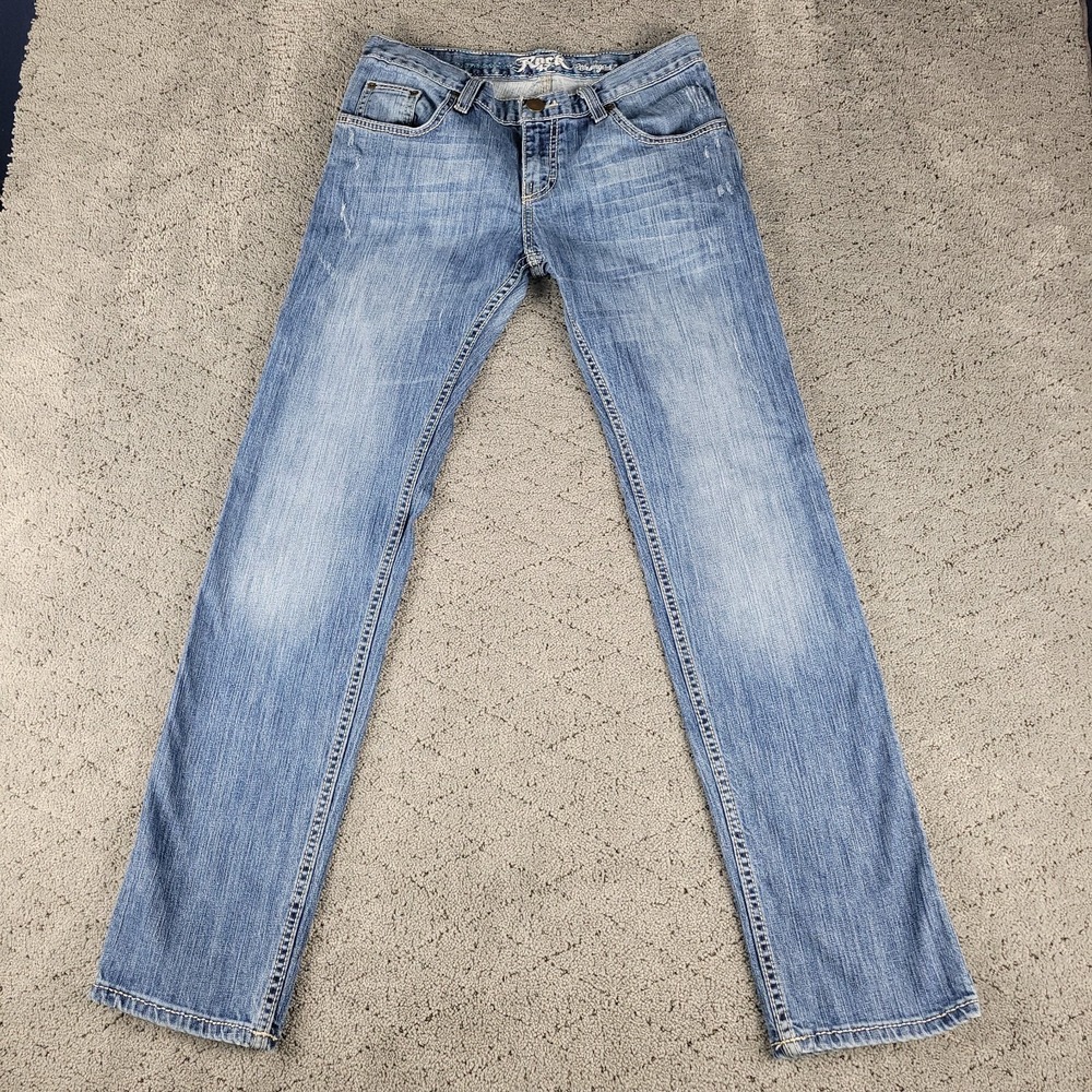 Wrangler Rock 47 Jeans Womens 30x32 Blue Boyfriend Fit Low Rise Straight Stretch